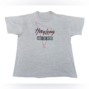 Vintage Huey Lewis and The News Gray 1986 Fore Texas Tour T-Shirt Size L